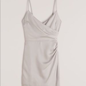 Satin Ruched Wrap Mini Dress